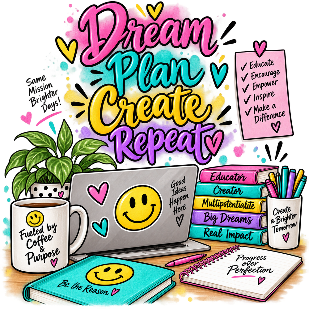 Dream, plan, create, repeat watercolor artwork