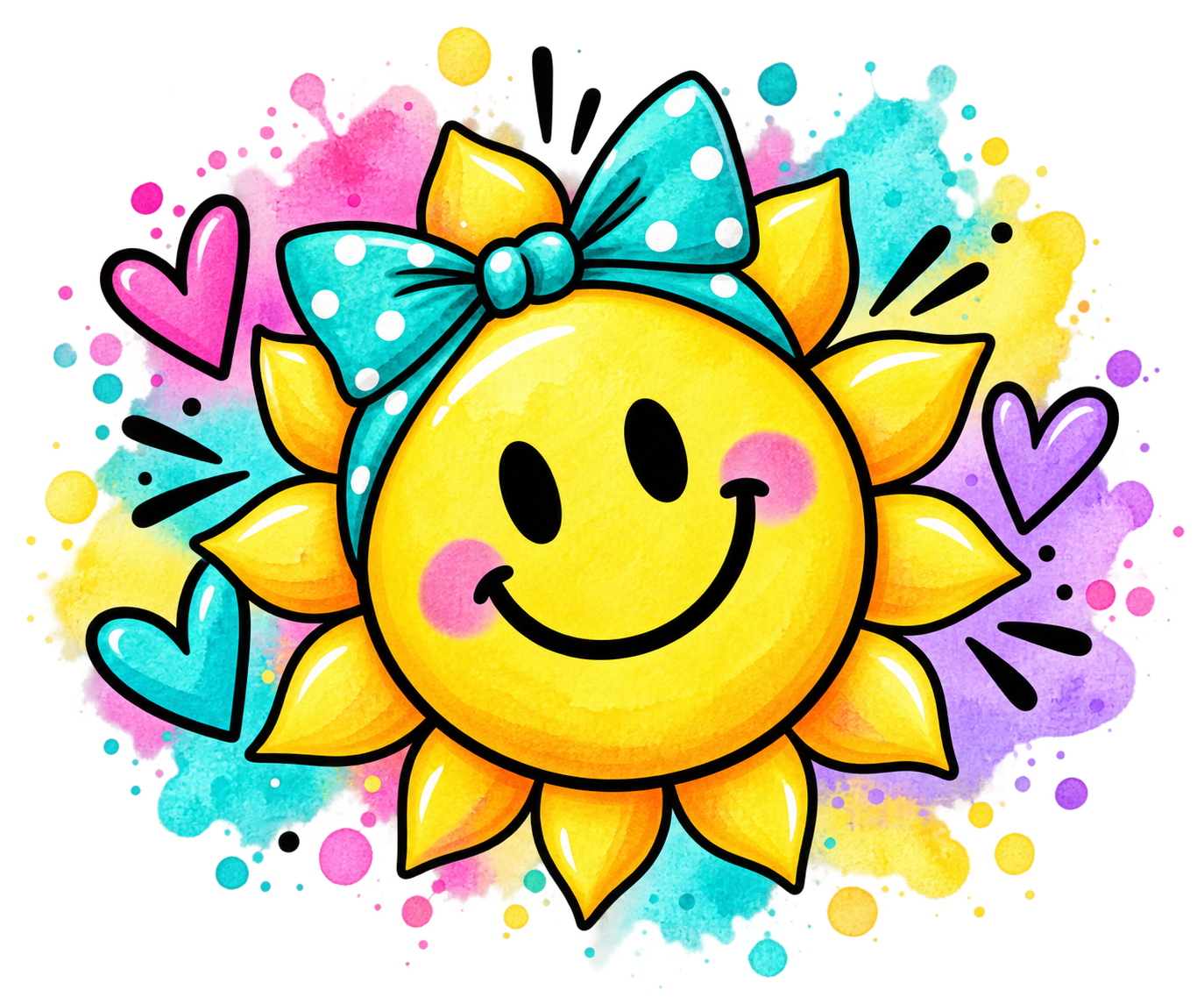 Smiling sunshine wearing a teal headband