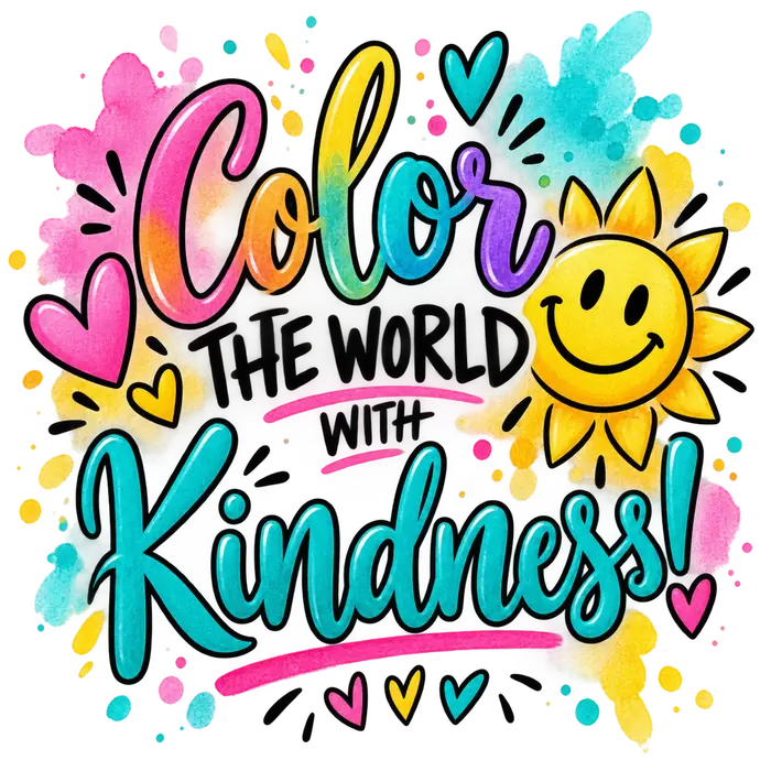 Color the world with kindness watercolor artwork